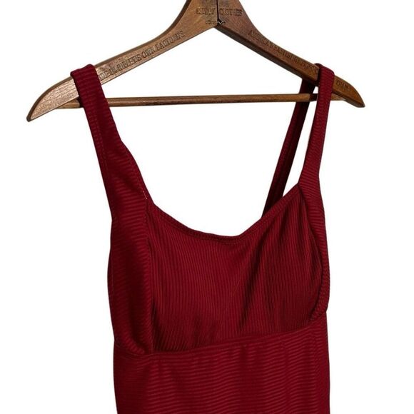 Cupshe NWT Maternity Scoop Neck Criss Cross Back Tie Ribbed One Piece Swimsuit R - Picture 7 of 15